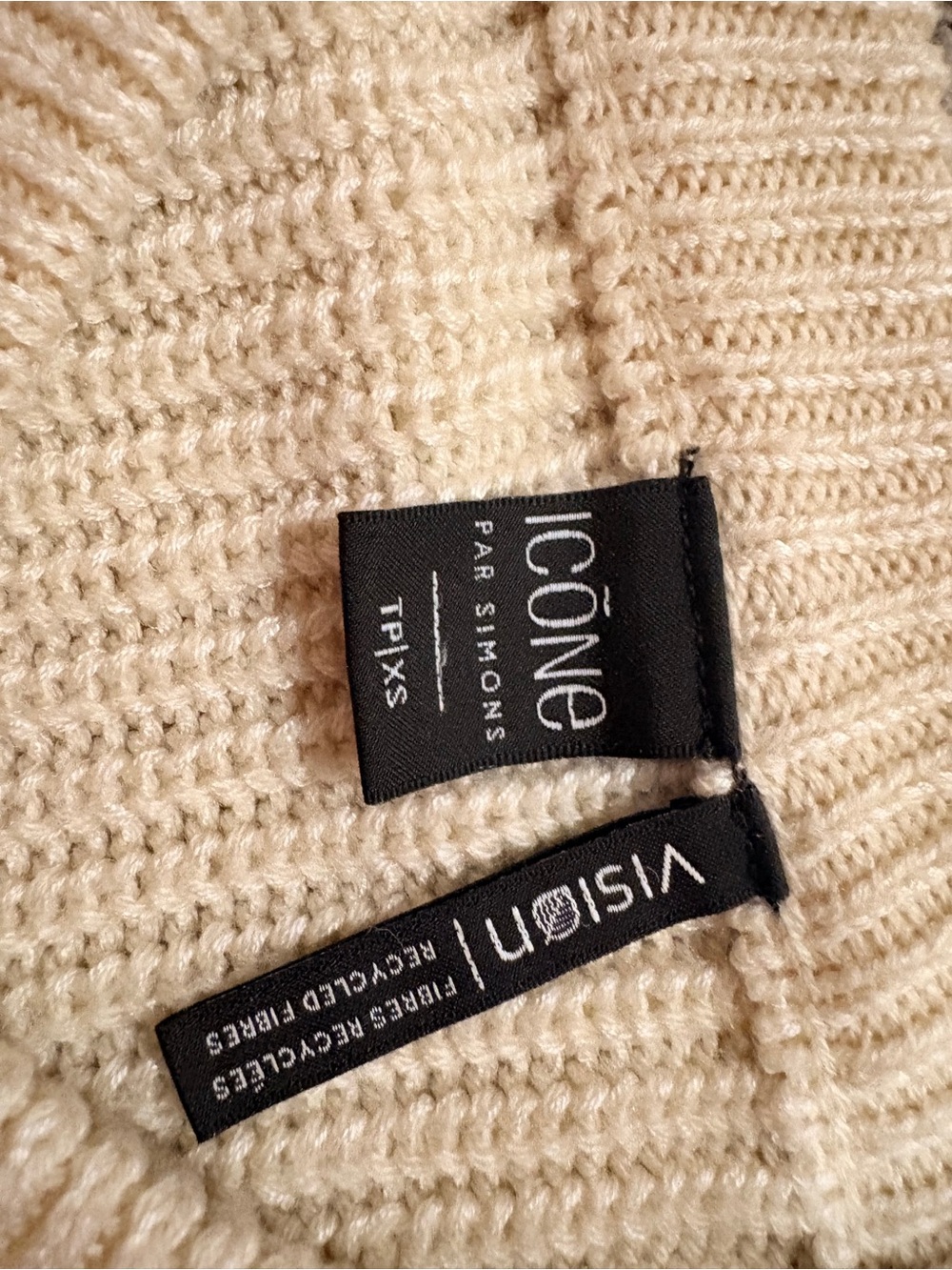 Simons Cream Ribbed Crewneck Sweater - Picture 5 of 6